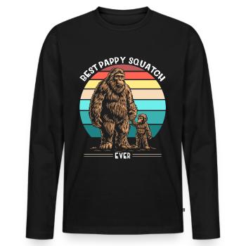 Meilleur Pappy Squatch de tous les temps - T-shirt manches longues Premium bio Homme - noir - Devant - Nico (187cm)