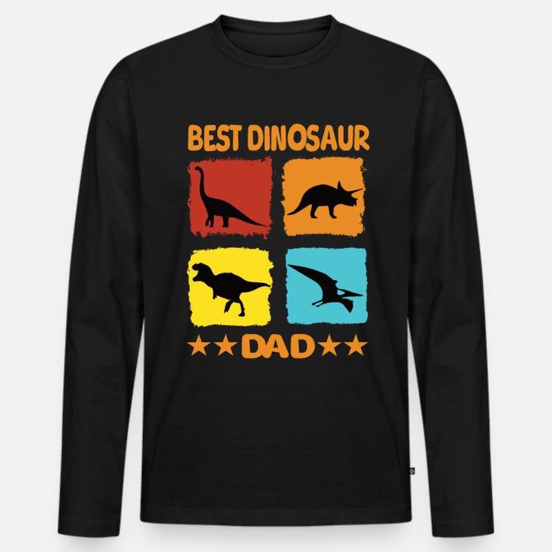 Best Dinosaur Dad - Männer Premium Bio Langarmshirt - Schwarz
