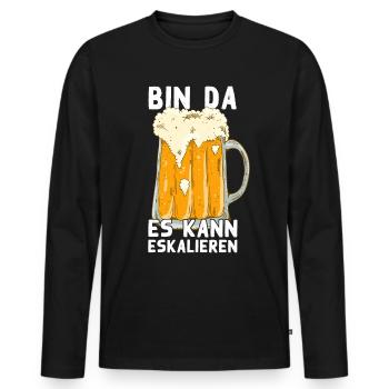 Es Kann Eskalieren Humorvolles Bier Trinken - Männer Premium Bio Langarmshirt - Schwarz - Vorne - Nico (187cm)
