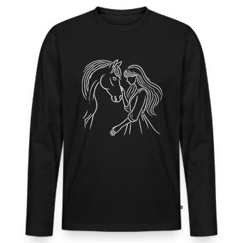 Cavalier Équitation Horse Head Equestrian - T-shirt manches longues Premium bio Homme - noir - Devant - Nico (187cm)