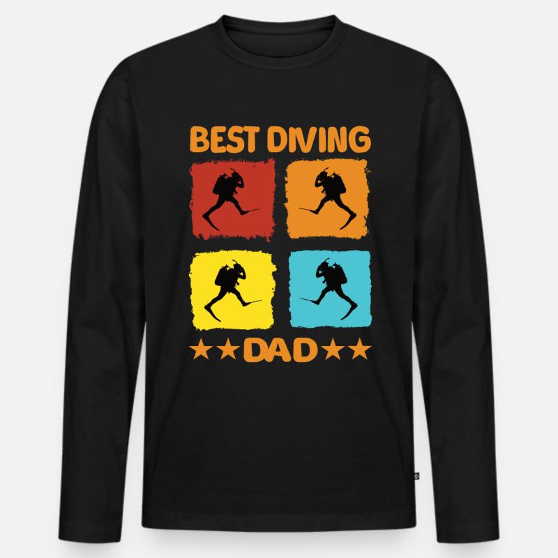 Best Diving Dad - Männer Premium Bio Langarmshirt - Schwarz