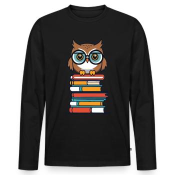 liteSüße Buch Illustration Für Eulen Liebhaber - Männer Premium Bio Langarmshirt - Schwarz - Vorne - Nico (187cm)