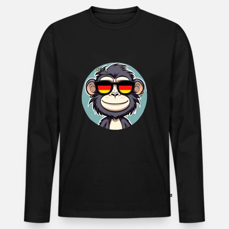 Affe - Männer Premium Bio Langarmshirt - Schwarz