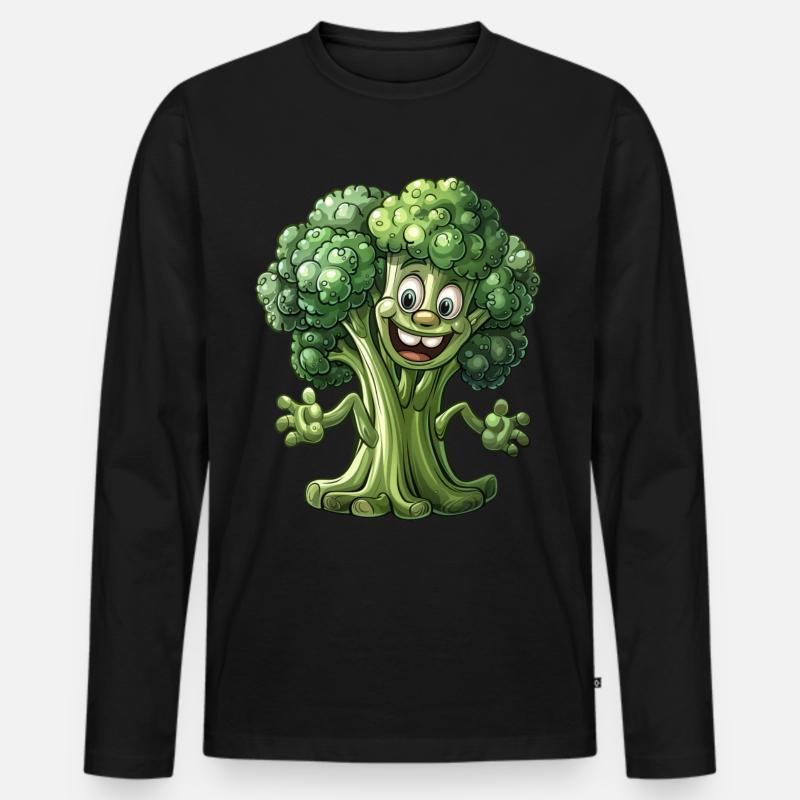 Broccoli Vegan - Männer Premium Bio Langarmshirt - Schwarz