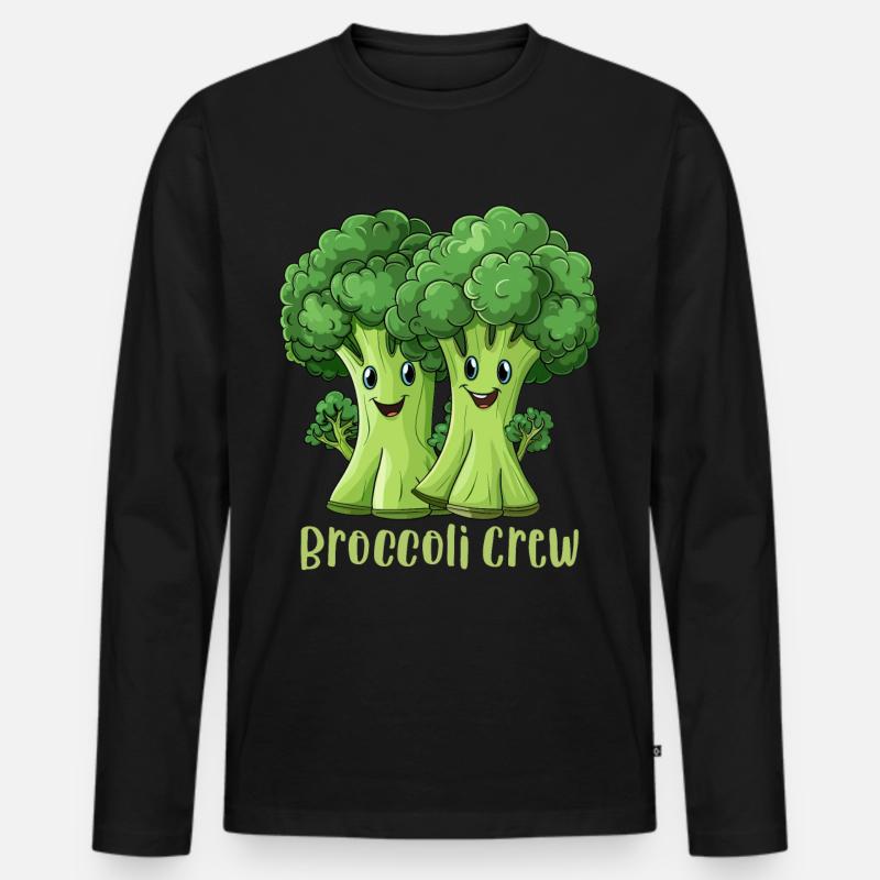 Broccoli Crew - Männer Premium Bio Langarmshirt - Schwarz