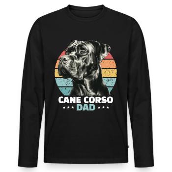 Papa Cane Corso - T-shirt manches longues Premium bio Homme - noir - Devant - Nico (187cm)