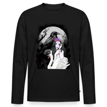 mystisch Schwan Märchen Märchenfigur Raben - Männer Premium Bio Langarmshirt - Schwarz - Vorne - Nico (187cm)