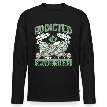 Smudging Smudge Spiritual Healing Incense - Men's Premium Organic Long Sleeve Shirt - black - Front - Nico (187cm)