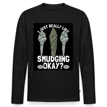 Smudging Smudge Spiritual Healing Incense - Men's Premium Organic Long Sleeve Shirt - black - Front - Nico (187cm)