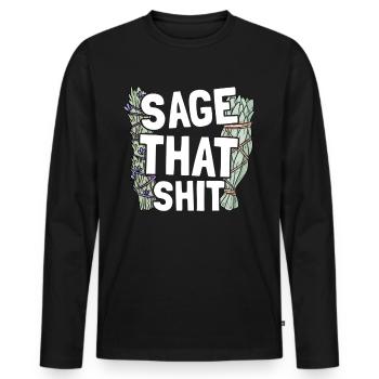Smudging Smudge Spiritual Healing Incense - Men's Premium Organic Long Sleeve Shirt - black - Front - Nico (187cm)
