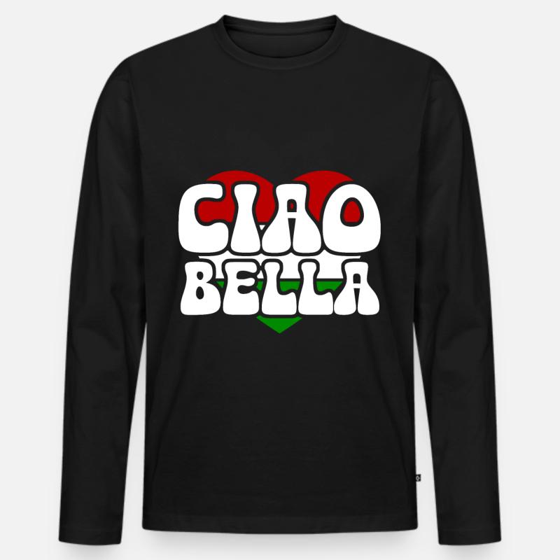 Ciao Bella - Männer Premium Bio Langarmshirt - Schwarz