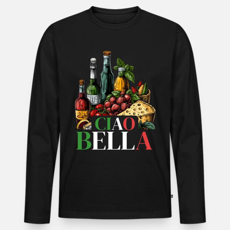 Ciao Bella - Männer Premium Bio Langarmshirt - Schwarz