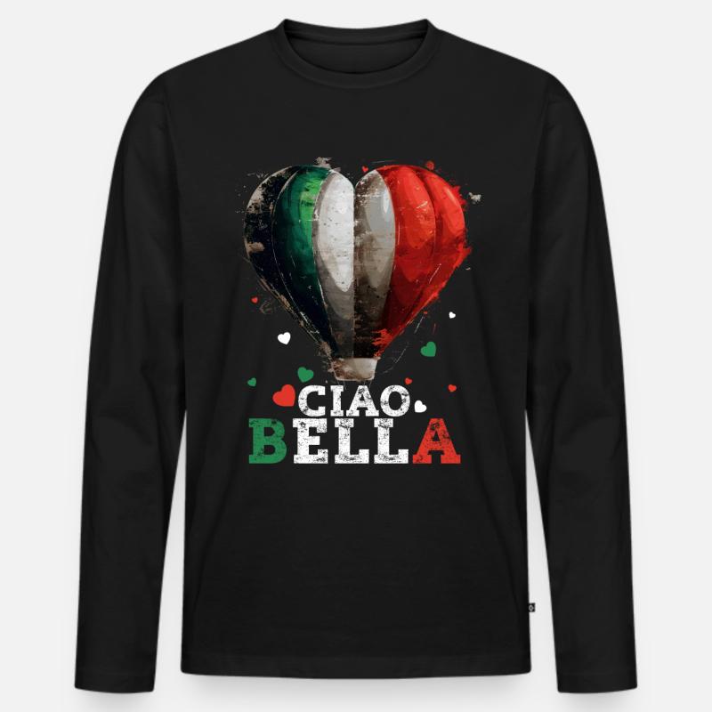 Ciao Bella - Männer Premium Bio Langarmshirt - Schwarz