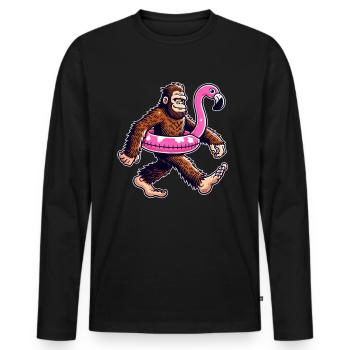 Poolparty Swimmingpool Badeurlaub Freibad Bigfoot - Männer Premium Bio Langarmshirt - Schwarz - Vorne - Nico (187cm)