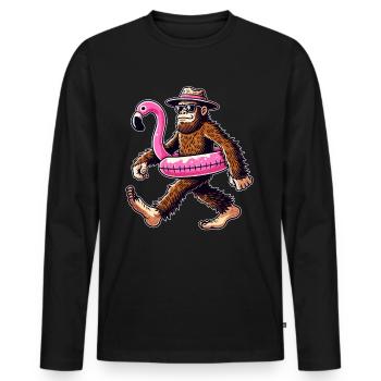 Poolparty Swimmingpool Badeurlaub Freibad Bigfoot - Männer Premium Bio Langarmshirt - Schwarz - Vorne - Nico (187cm)