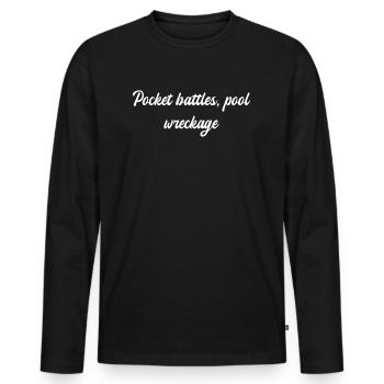Billard - Pocket battles, pool wreckage - Männer Premium Bio Langarmshirt - Schwarz - Vorne - Nico (187cm)
