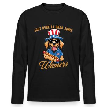 Schnapp Dir Ein Paar Wieners Retro Vintage Design - Männer Premium Bio Langarmshirt - Schwarz - Vorne - Nico (187cm)