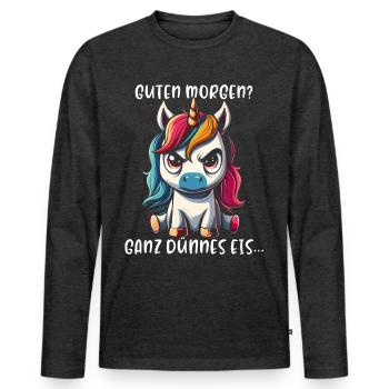 Bonjour? Glace très mince - T-shirt manches longues Premium bio Homme - anthracite chiné - Devant - Nico (187cm)