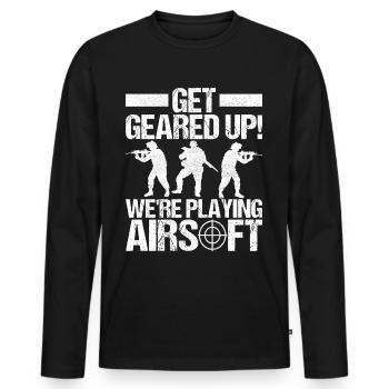 Airsoft Gun Airsoft Hobby - Men's Premium Organic Long Sleeve Shirt - black - Front - Nico (187cm)
