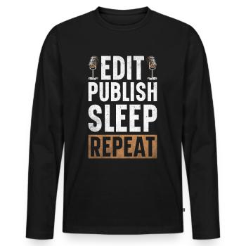 Podcast Host Podcaster Podcasting Podcast Hörer - Männer Premium Bio Langarmshirt - Schwarz - Vorne - Nico (187cm)