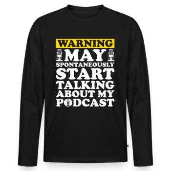 Podcast Host Podcaster Podcasting Podcast Hörer - Männer Premium Bio Langarmshirt - Schwarz - Vorne - Nico (187cm)