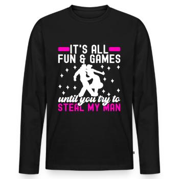 Ballsaal Tanz Ballsaaltänzer Gesellschaftstänzer - Männer Premium Bio Langarmshirt - Schwarz - Vorne - Nico (187cm)