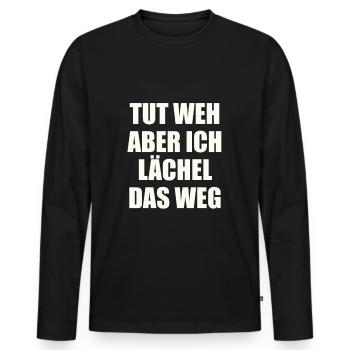 Hurts but I smile it away - Men's Premium Organic Long Sleeve Shirt - black - Front - Nico (187cm)