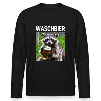 Raccoon Washbeer Bière - T-shirt manches longues Premium bio Homme - noir - Devant - Nico (187cm)