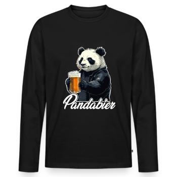 Panda with beer - Men's Premium Organic Long Sleeve Shirt - black - Front - Nico (187cm)