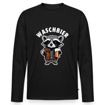 Raton laveur à la bière - Wash Beer - T-shirt manches longues Premium bio Homme - noir - Devant - Nico (187cm)