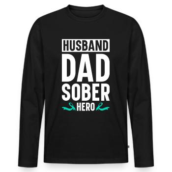 Sensibilisation à la prévention de la toxicomanie Toxicomanie - T-shirt manches longues Premium bio Homme - noir - Devant - Nico (187cm)