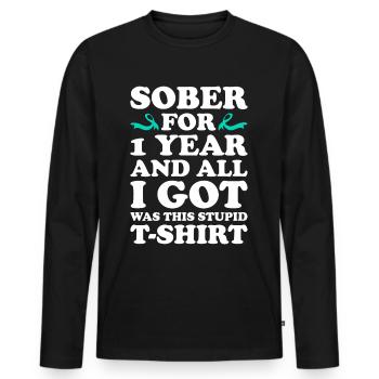 Sensibilisation à la prévention de la toxicomanie Toxicomanie - T-shirt manches longues Premium bio Homme - noir - Devant - Nico (187cm)