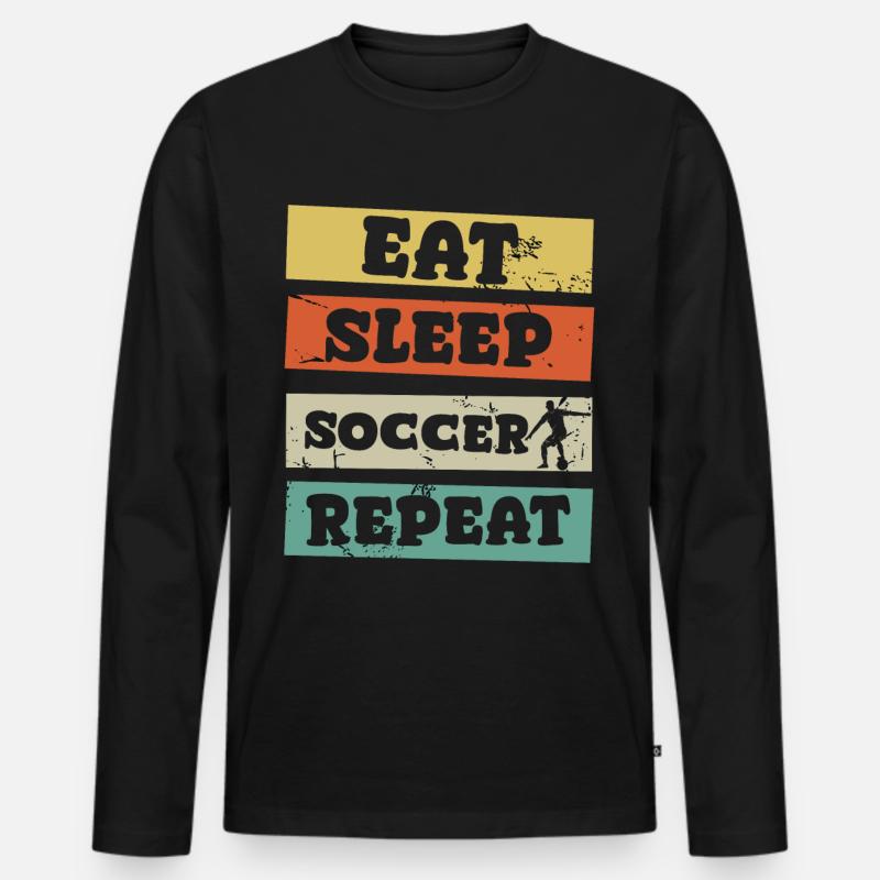 eat sleep soccer repeat - Männer Premium Bio Langarmshirt - Schwarz