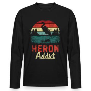 Heron Addict - Männer Premium Bio Langarmshirt - Schwarz - Vorne - Nico (187cm)