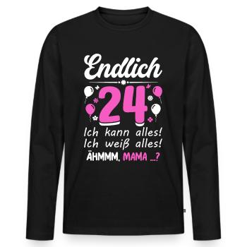Endlich 24 Ich Kann Alles Ich Weiß Alles - Männer Premium Bio Langarmshirt - Schwarz - Vorne - Nico (187cm)