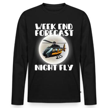 Vorhersage für das Wochenende Night Fly - Männer Premium Bio Langarmshirt - Schwarz - Vorne - Nico (187cm)