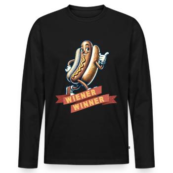 Wiener Winner 4 Juillet Memorial Day - T-shirt manches longues Premium bio Homme - noir - Devant - Nico (187cm)