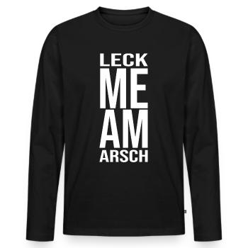 Legg me am arsch Schwäbischer Gruß - Men's Premium Organic Long Sleeve Shirt - black - Front - Nico (187cm)