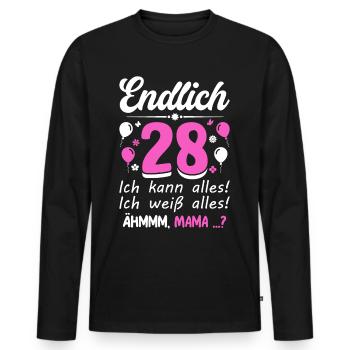28 Anniversaire Je peux tout faire Je sais tout - T-shirt manches longues Premium bio Homme - noir - Devant - Nico (187cm)