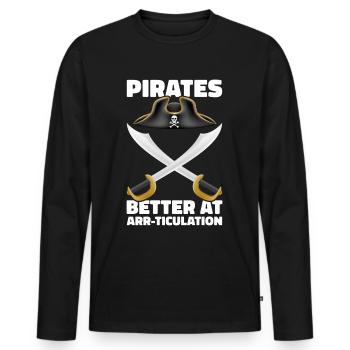 Pirat Totenkopf Freibeuter Piratenschiff - Männer Premium Bio Langarmshirt - Schwarz - Vorne - Nico (187cm)