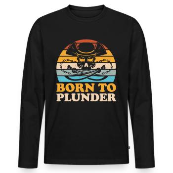 Pirat Totenkopf Freibeuter Piratenschiff - Männer Premium Bio Langarmshirt - Schwarz - Vorne - Nico (187cm)