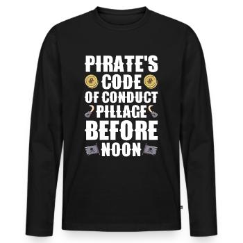 Pirat Totenkopf Freibeuter Piratenschiff - Männer Premium Bio Langarmshirt - Schwarz - Vorne - Nico (187cm)