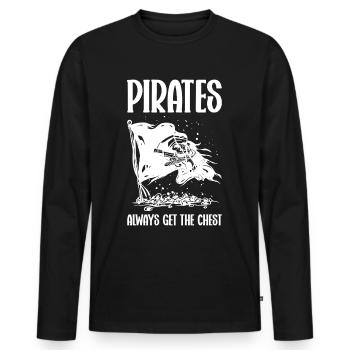 Pirat Totenkopf Freibeuter Piratenschiff - Männer Premium Bio Langarmshirt - Schwarz - Vorne - Nico (187cm)