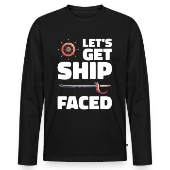 Pirat Totenkopf Freibeuter Piratenschiff - Männer Premium Bio Langarmshirt - Schwarz - Vorne - Nico (187cm)