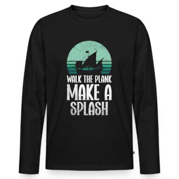Pirat Totenkopf Freibeuter Piratenschiff - Männer Premium Bio Langarmshirt - Schwarz - Vorne - Nico (187cm)