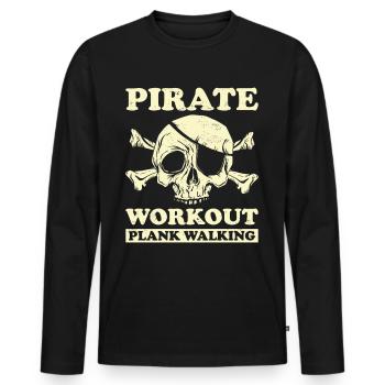 Pirat Totenkopf Freibeuter Piratenschiff - Männer Premium Bio Langarmshirt - Schwarz - Vorne - Nico (187cm)