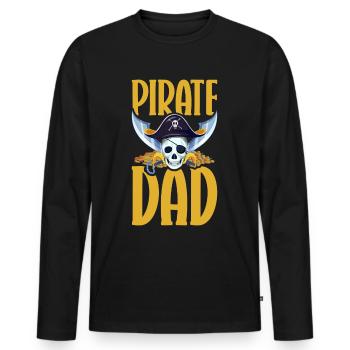 Pirat Totenkopf Freibeuter Piratenschiff - Männer Premium Bio Langarmshirt - Schwarz - Vorne - Nico (187cm)