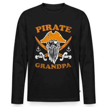 Pirat Totenkopf Freibeuter Piratenschiff - Männer Premium Bio Langarmshirt - Schwarz - Vorne - Nico (187cm)