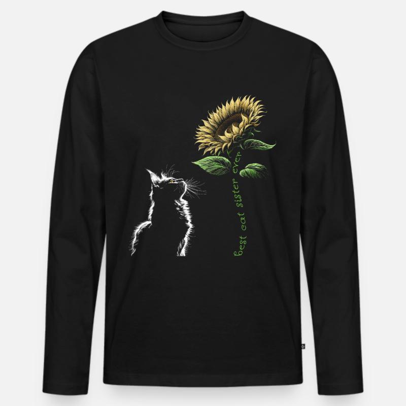Best Cat Sister Ever - Männer Premium Bio Langarmshirt - Schwarz