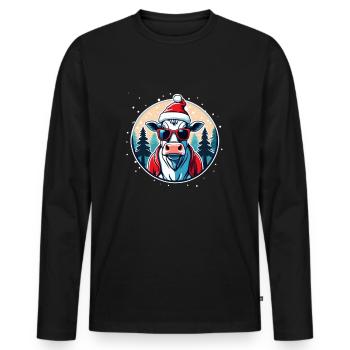 Vache de Noël - T-shirt manches longues Premium bio Homme - noir - Devant - Nico (187cm)